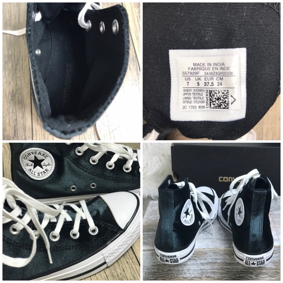 Converse Ctas Hi Velvet Black White W AUTHENTIC - Picture 6 of 7